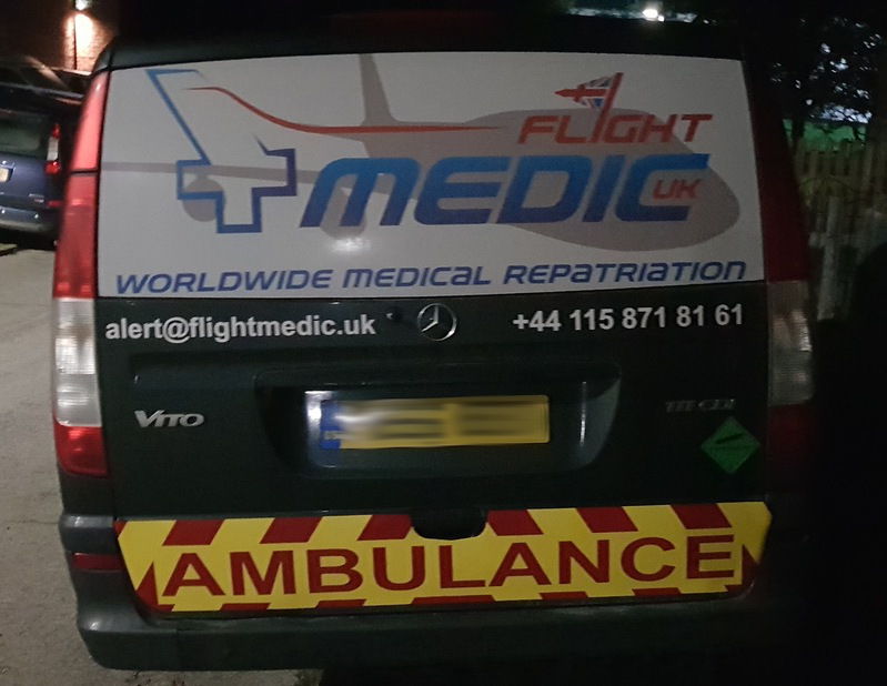 Rear of Flight Medic UK ambulance